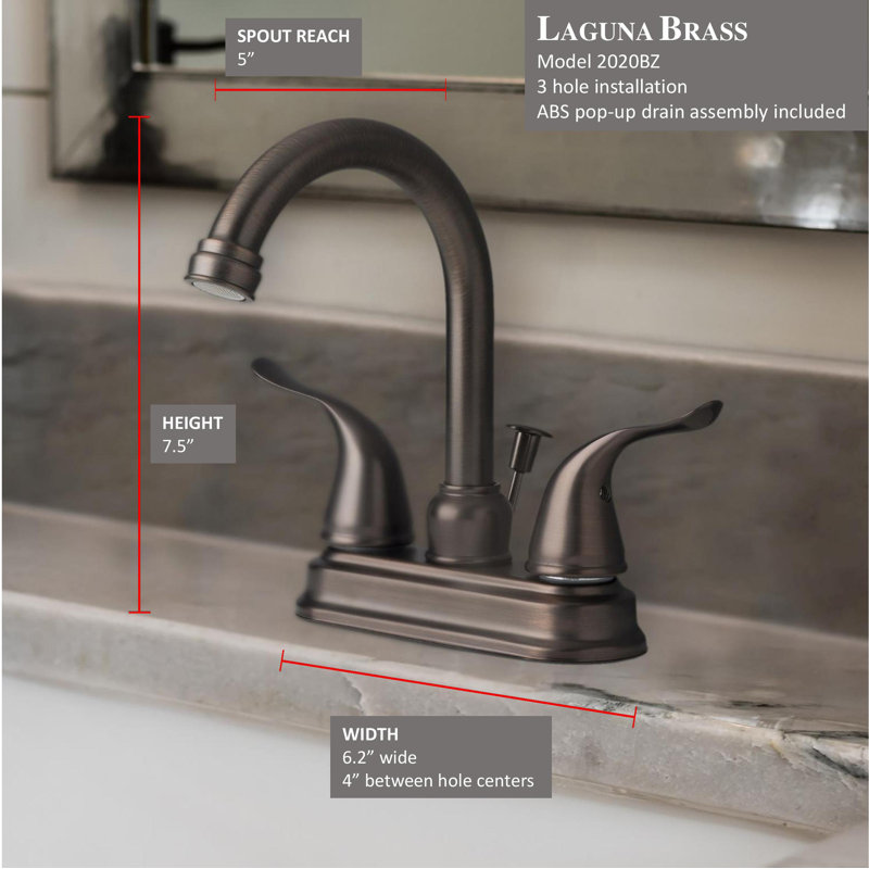 Two Handle Centerset Lavatory Faucet with Drain Assembly, Brushed bronze