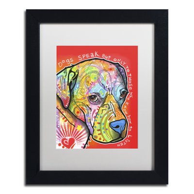« dogs speak » par dean russo, impression encadrée