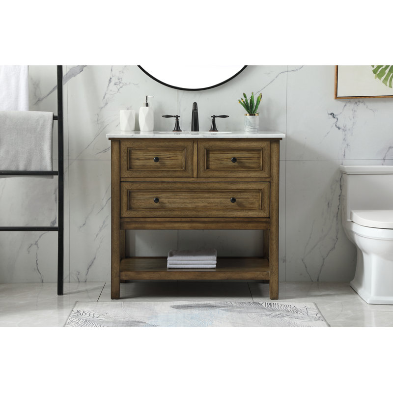 Ensemble de meuble-lavabo simple 36 po Bonsai, Brun foncé