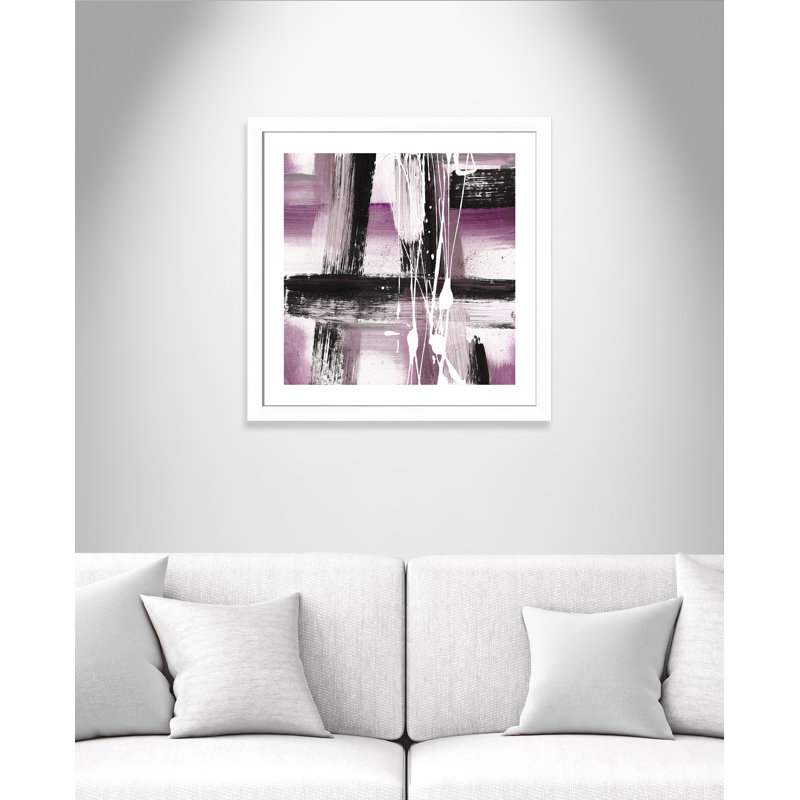 Expressions modernes - tons mauves - peinture encadrée, Blanc mat, H 29 po x l 29 po x P 1,25 po