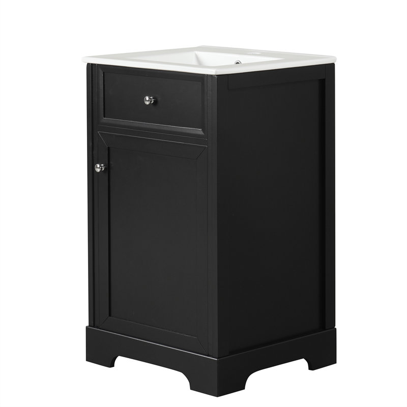 Meuble-lavabo de 20 po avec lavabo, Noir