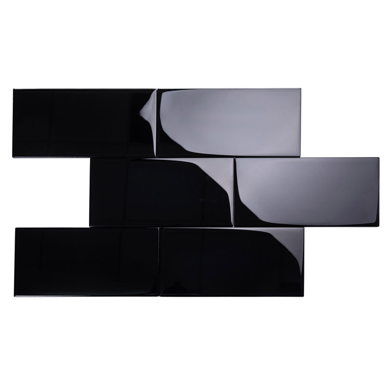 6" x 12" Glass Subway Tile, Black