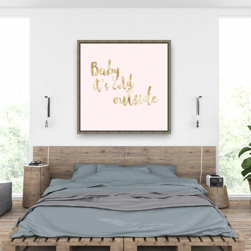 «Baby It's Cold Out» - décor de toile encadrée romantique rose, Brun
