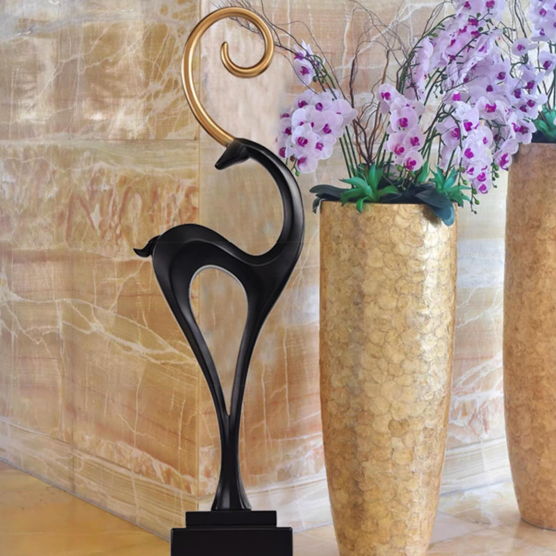 Sculpture de chevreuil abstraite haut de gamme 32,28 ", ornement de plancher de luxe pour entrée, console murale et console de salon