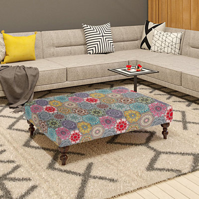 Laneway 60cm Wide Velvet Rectangle Ikat Cocktail Ottoman