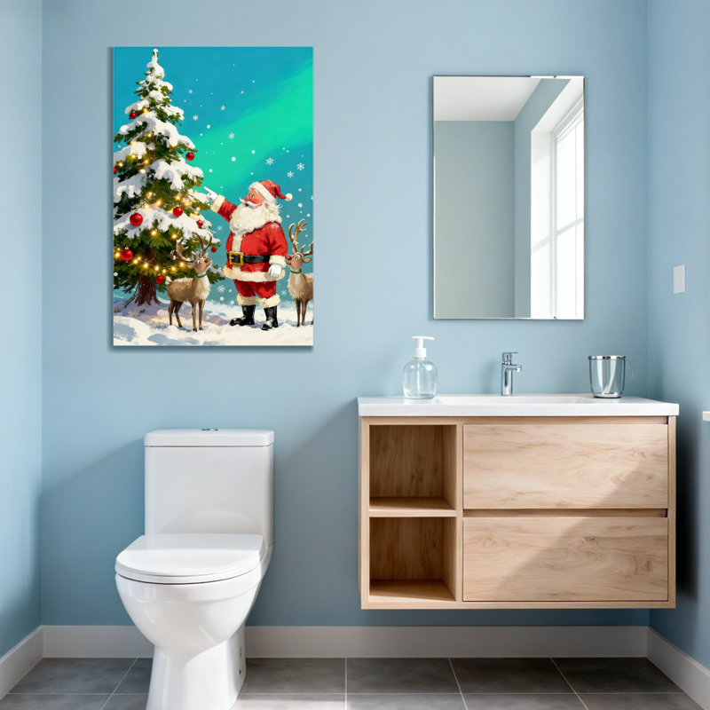 Arbre de Noël de Noël père Noël avec renne, H 48 po x l 32 po