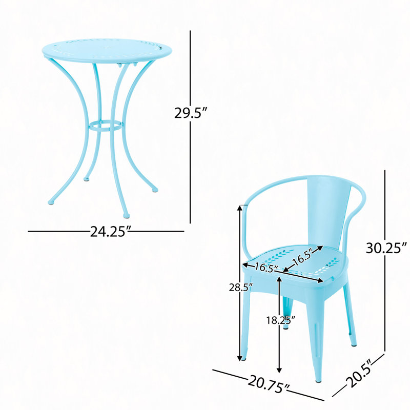 3 Pc Kd Metal Set, Light Blue