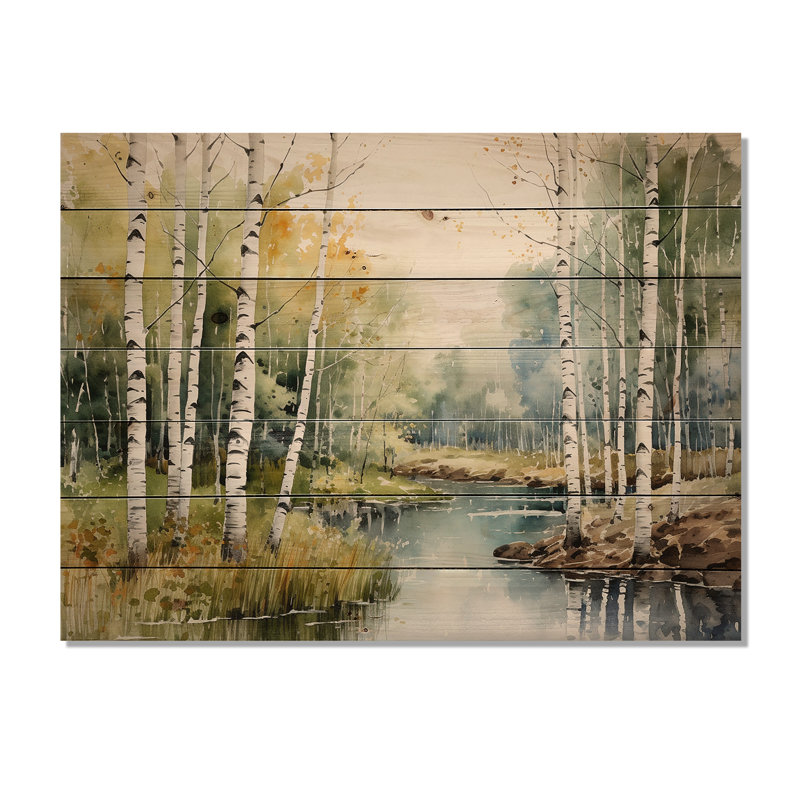 «Izaeah Birch Woods Silent Woods II», impression sur bois, H 30 po x l 40 po x P 0,78 po