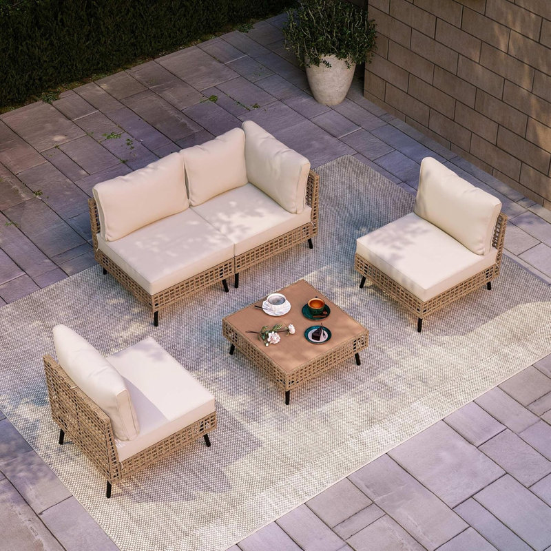 Ensemble de conversation modulaire 5 pièces avec coussins, Sectional 5 Pieces