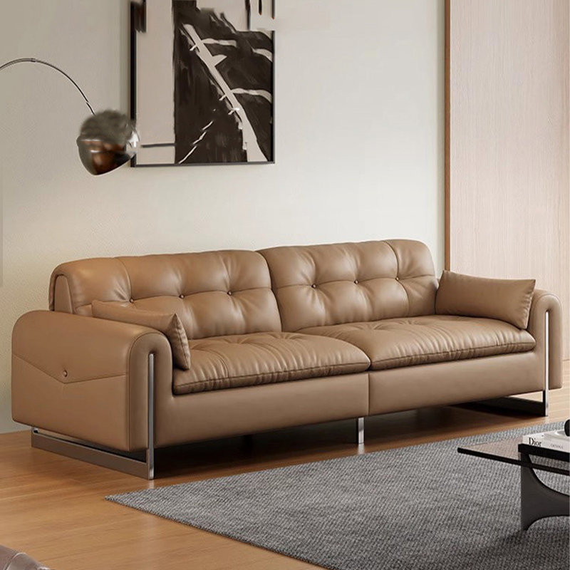 Causeuse-coussin modulaire en cuir véritable kaki, L 86,61 po