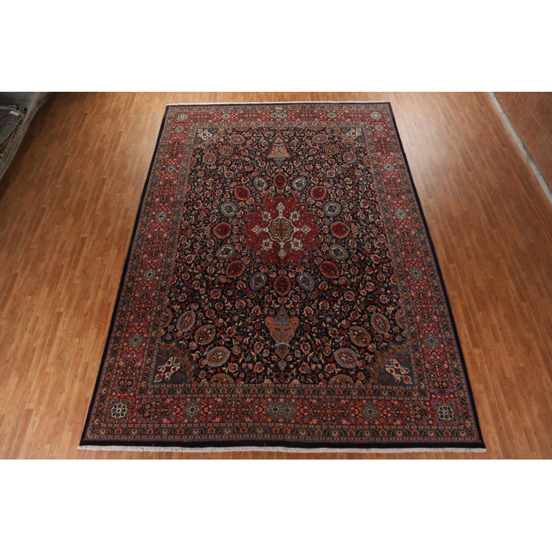 Tapis bleu marine en laine noué à la main de conception unique 1970S 11 pi 5 po x 16 pi 0 po 1970S