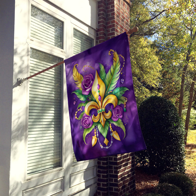 Double Sided 40'' H x 28'' W Polyester Mardi Gras House Flag