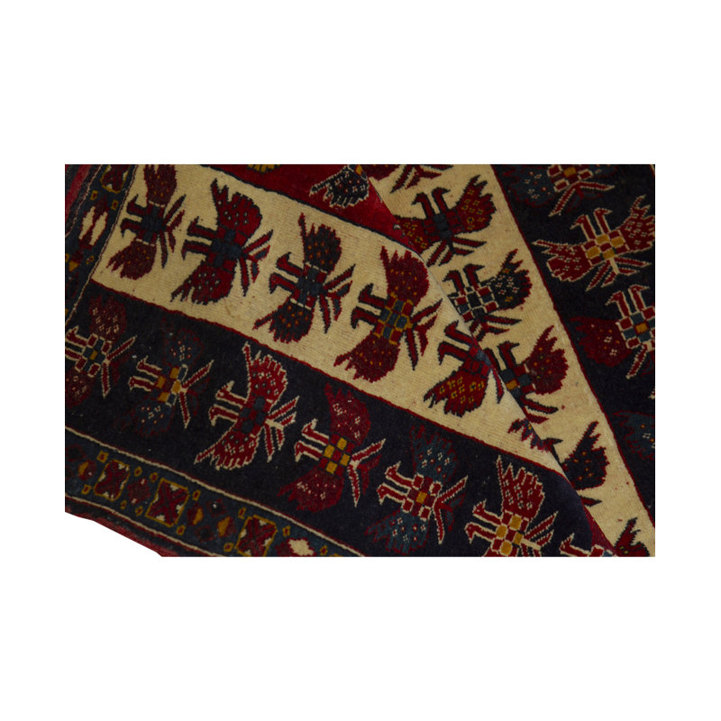 Tapis rouge / noir / beige noué à la main de haute qualité