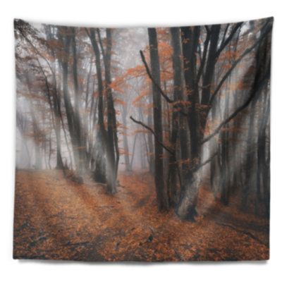 Grande tapisserie d'automne avec feuilles mortes Landscape