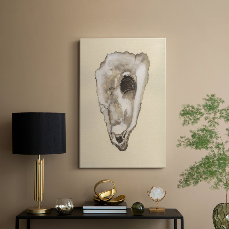 Huître ivoire sépia - Cavas enveloppés de galerie, H 48 po x l 32 po