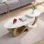 Ensemble de 2 tables basses gigognes pour le salon, en faux marbre et métal doré, peu encombrantes et faciles à assembler