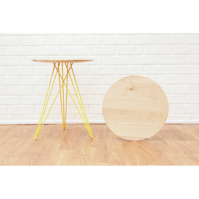 Hudson Solid Wood Top End Table, Yellow, Walnut