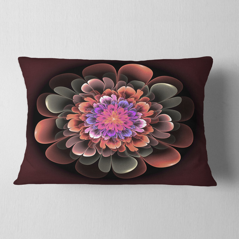 Fleur fractale parfaite en brun foncé - coussin à imprimé floral