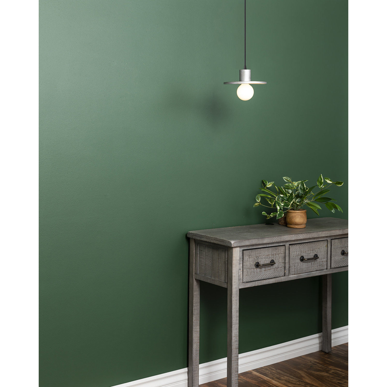 Marlena Dimmable Single Light Pendant, Antique Silver, Matte Black