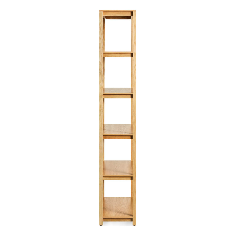 Open Plan Solid Wood Etagere Bookcase, White Oak