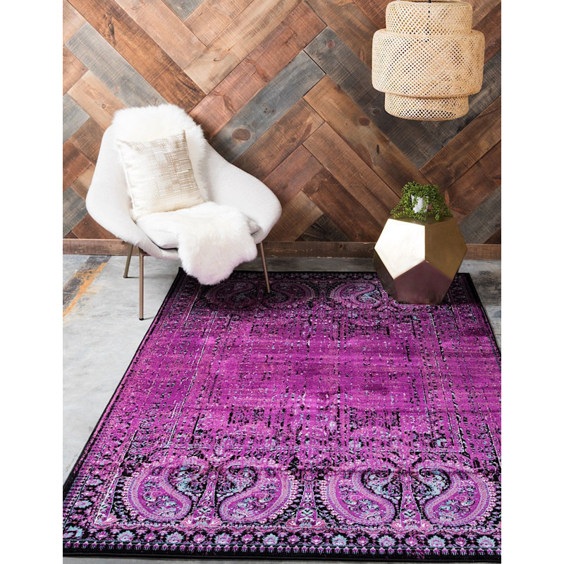 Tapis à motif oriental mauve Majestic, Rectangle 8 p x 11 pi 6 po