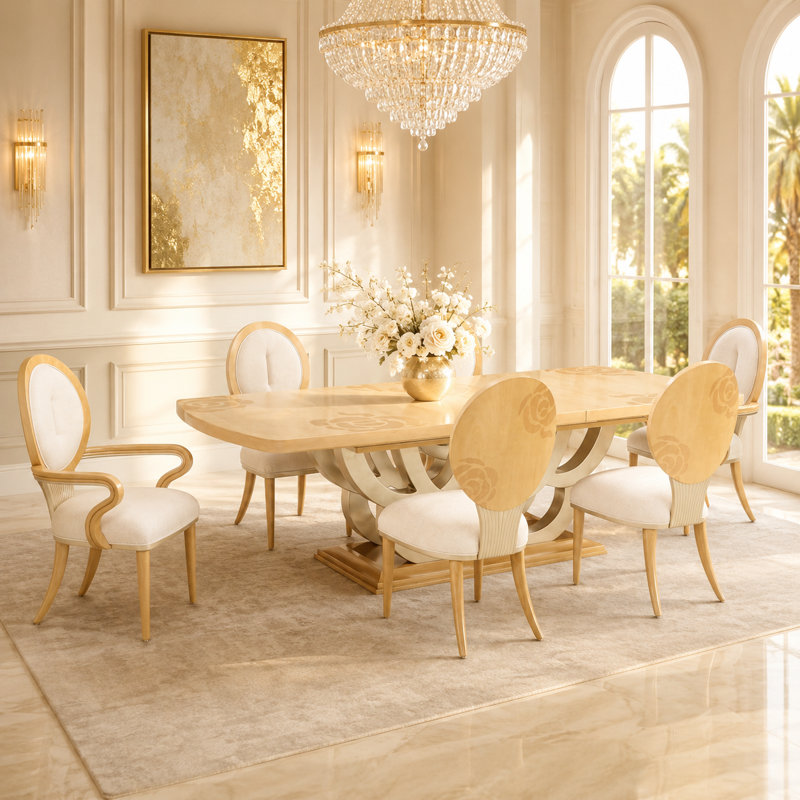 7 - Piece Extendable Dining Set, 7 Pieces: Table, 6 Chairs