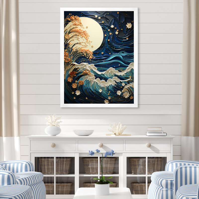 Strathallan bleu sarcelle corail océan Rhapsody, reproduction d'art sur toile, H 32 po x l 24 po x P 1 po, Cadre photo blanc