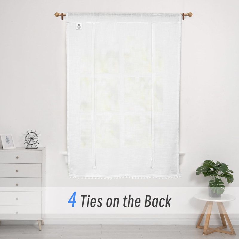 Semi Sheer Tie Up Curtains Curtain, 31" W x 47'" L