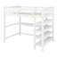 Lit mezzanine avec tablettes de rangement intégrées et bureau sous le lit-912564604