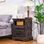 18'' W Rustic Espresso Farmhouse Side Table with Charging Station-735237225