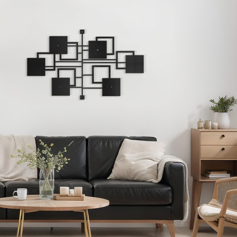 Wall Decor Metal, 18" H x 36" W x 0.05" D, Black