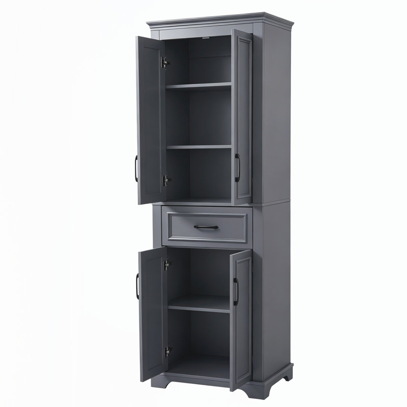 Meuble-lavabo autoportant de 70,8 po avec portes à fermeture douce et tablettes réglables, Charcoal grey