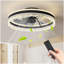 Ventilateur de plafond silencieux intelligent 20 "avec lumière - Lampe encastrée en cristal à DEL avec pales cachées et système de circulation d'air naturel, conçu pour la chambre à coucher, la chambre d'enfant et le bureau