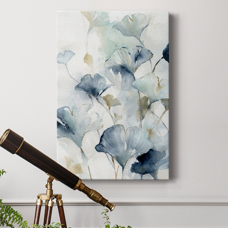 " Indigo Ginkgo II " Painting Print, 27" H x 16" W x 1" D