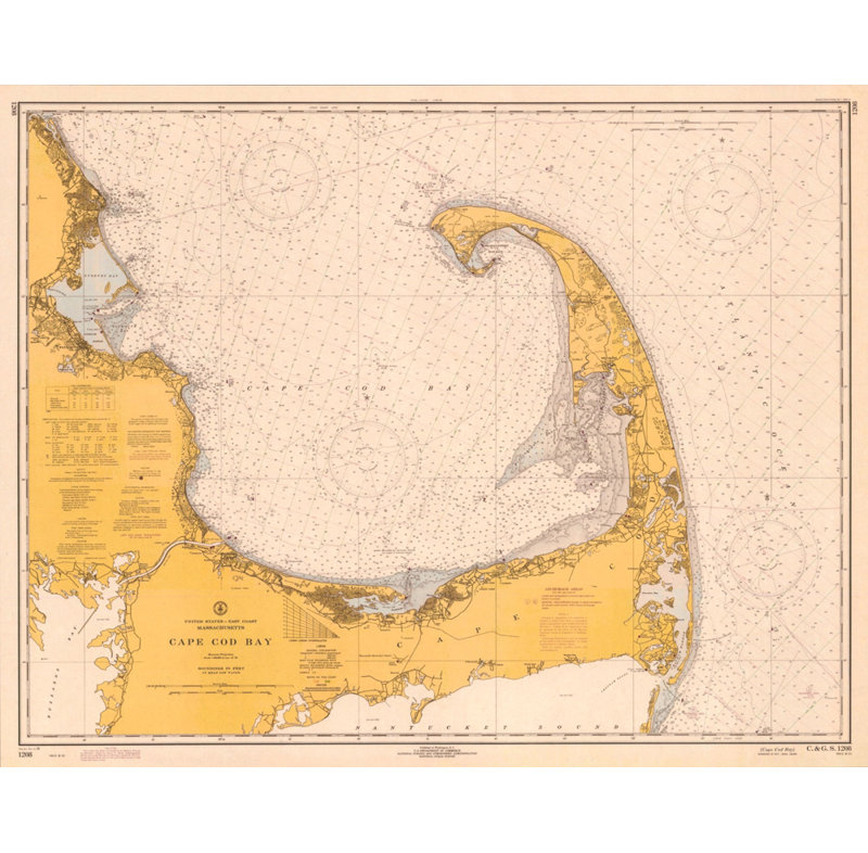 Nautical Chart - Cape Cod Bay ca. 1970 - Sepia Tinted