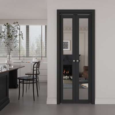 Pivot-French Or Bi-Fold Mirrored Door Solid Manufactured Wood With Installation Hardware Kit(Closet-Pantry)