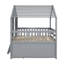 Lit mezzanine double en pin avec fenêtres, 4 tiroirs de rangement, garde-corps et coffre-fort en bois-1199379254