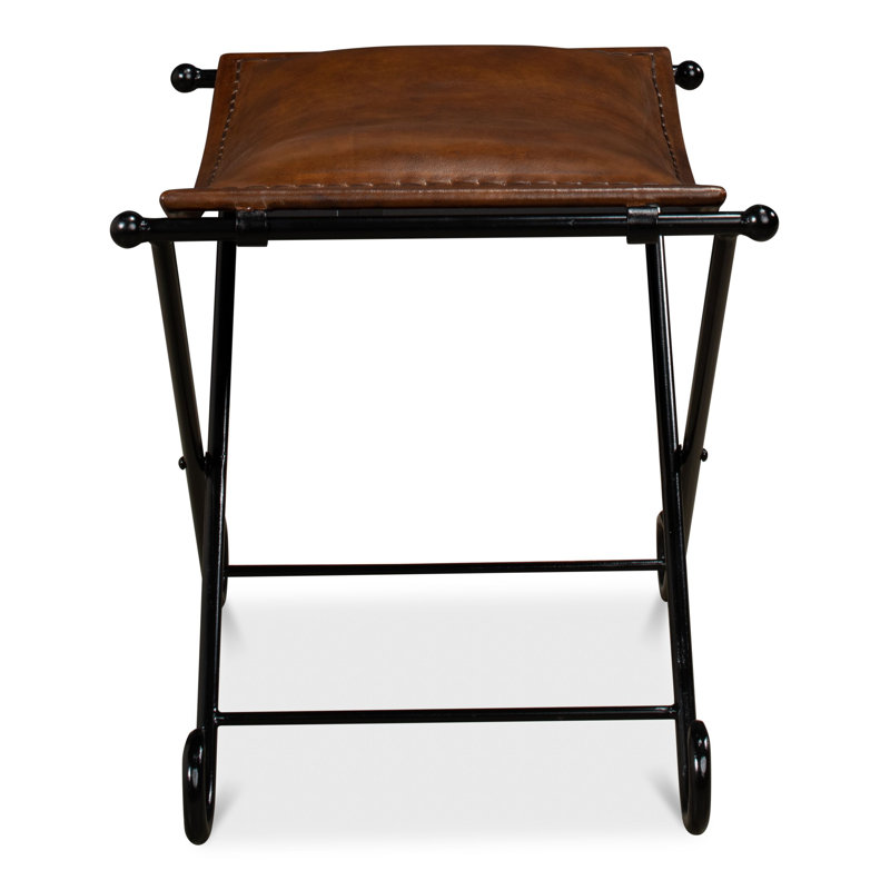Mozambique Leather Accent Stool