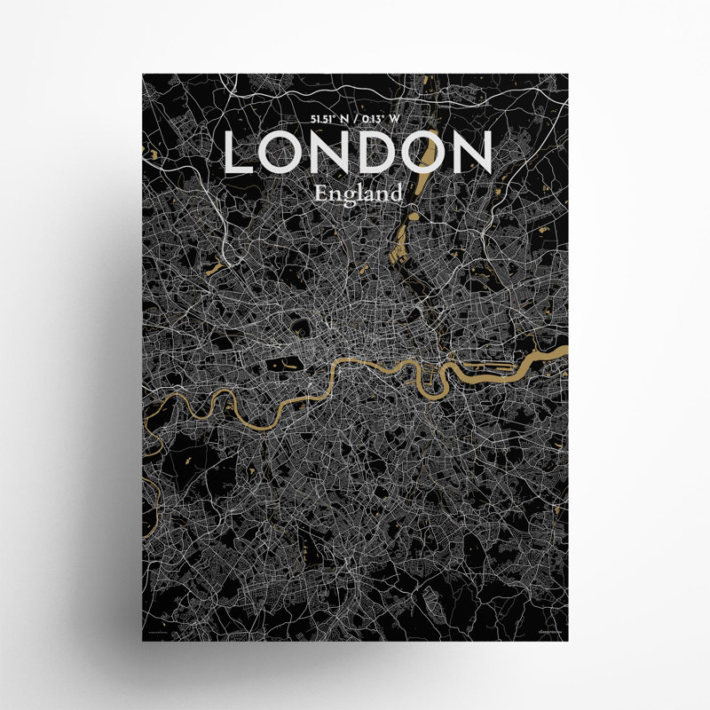 London City Map In Luxe - No Frame Print, 24cm H x 18cm W x 0.05cm D