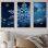 «Blue Snowflake Holiday I - Winter Landscape», art mural