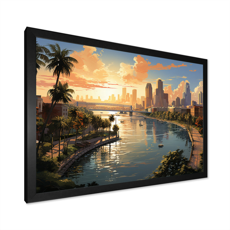 «Sunshines State Miami III», reproduction sur toile, H 16 po x l 32 po x P 1 po, Cadre photo noir