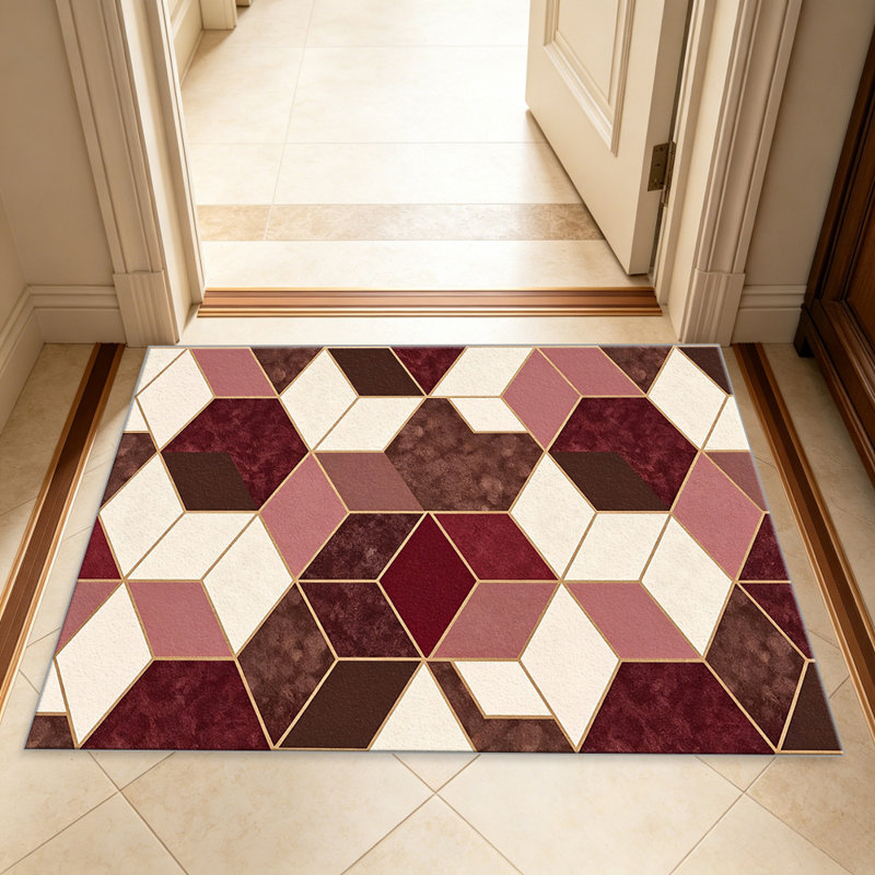 Marble Hexagon Red carpet-easy to clean, machine-washable, soft and comfortable; suitable for door mats, kitchens, living rooms, bedrooms, corridors, and laundry areas. Easy to clean, durable carpet for home decoration.