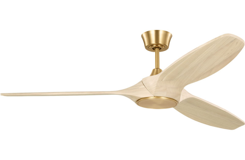Selen Smart LED Ceiling Fan, Washed White Oak, Burnished Brass, 60" Wide