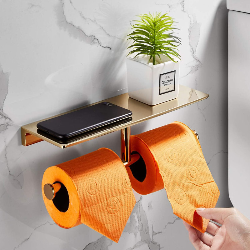 Porte-papier hygiénique double rouleau avec tablette, fabrication, distributeur de papier hygiénique de style hôtel, antirouille et durable