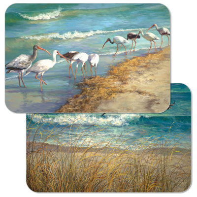 Marco Island Birds 4 Piece Reversible Plastic Placemat Set