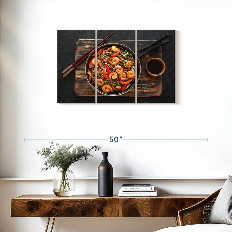Sauté de crevettes et de nouilles Soba, H 20 po x l 33 po