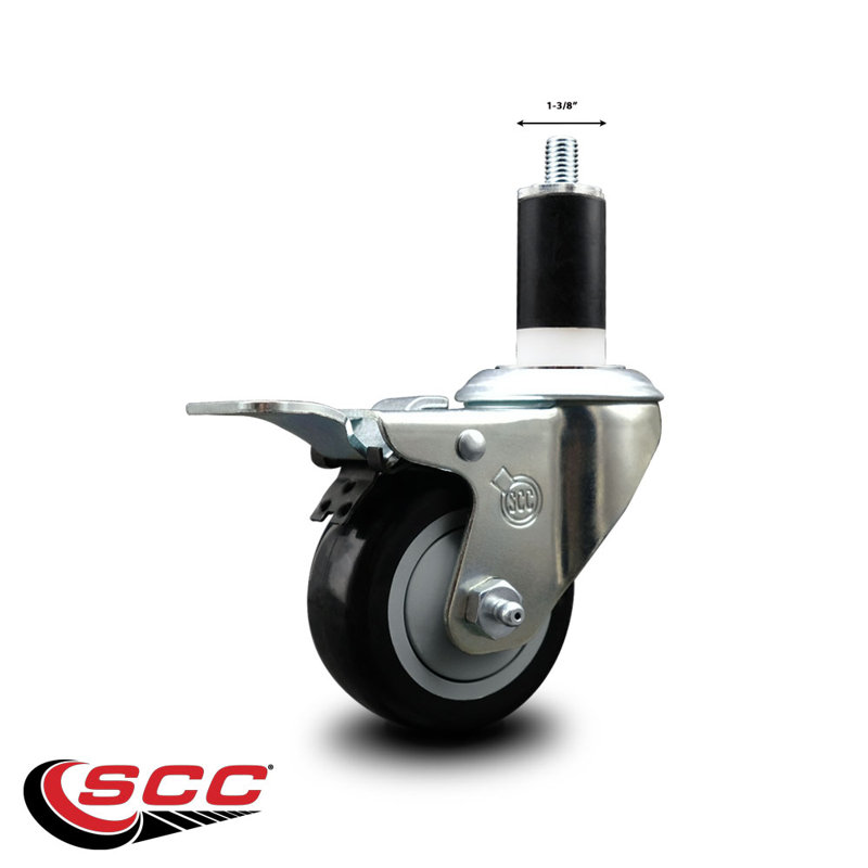 Poly pivot pivotant 1 3/8 po à roulettes extensibles avec frein à verrouillage total SCC