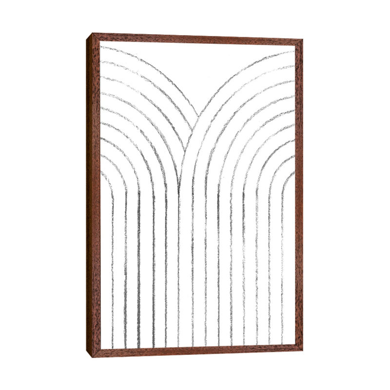 Rainbow Style Line Art 1 Piece Wall Art on Canvas, 66.04cm H x 45.72cm W x 3.81cm D, Classic Brown Wood Framed