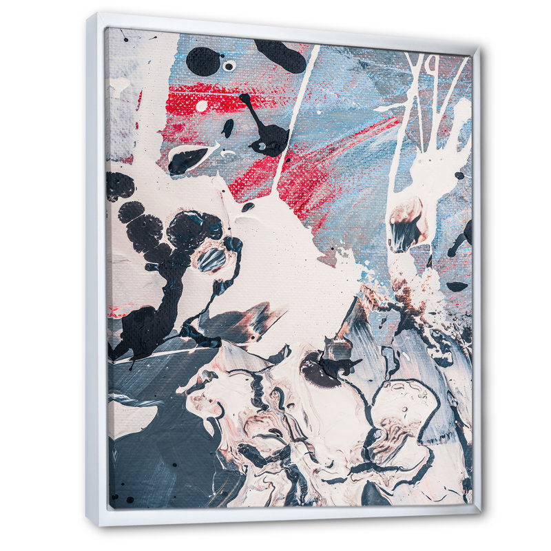 «Black Red and White Colors Spatters», reproduction de cadre photo sur toile, H 12 po x l 8 po x P 1 po