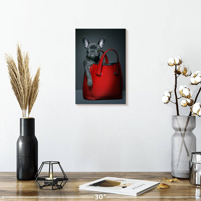 Bouledogue français dans un sac, 12" H x 8" W